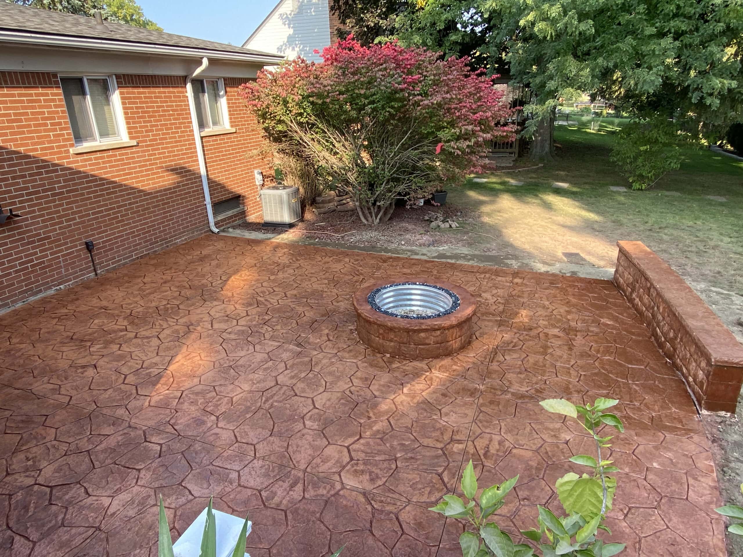 Stamped Patios With Stone and Wood Looks